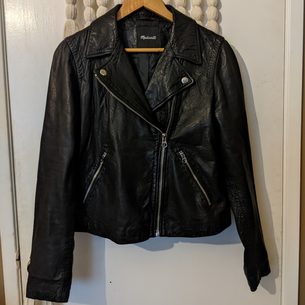 Madewell washed leather motorcycle jacket XL